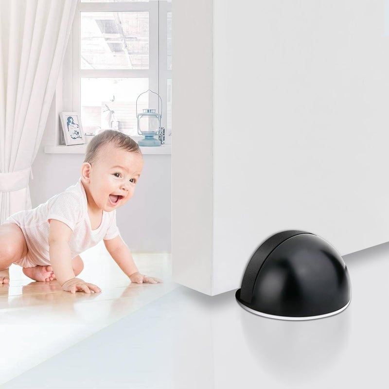 HUTLON Door Stops 2 Pack, Magnetic Door Stopper, Self Adhesive, Black Floor Mount Door Stop Magnetic Door Catch Door Holder - Image 5